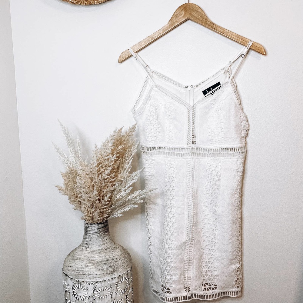 Lulus Lace Eyelet Cutout White Mini Dress